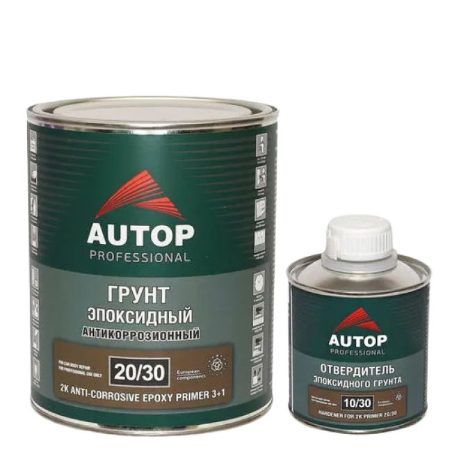 AUTOP 20/30 - 2К Грунт эпоксидный антикоррозионный 3+1 - светло-серый, комплект с отвердителем ATP-PR20/30-075/P3 + ATP-HR10/30-025 – купить в Барнауле | Autop | carpaint.kz