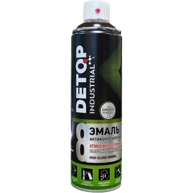 Detop RR 32 DETOP №8 - Weather-resistant high-gloss enamel - Dark brown - Aerosol DTI-A07774 – buy in Barnaul | carpaint.kz