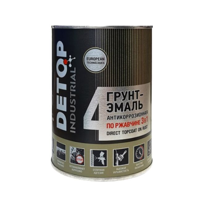 DETOP №4 - Грунт-эмаль по ржавчине 3 в 1 - Хаки (защитная), 0.75л DTI-P07786 – купить в Барнауле | Detop | carpaint.kz