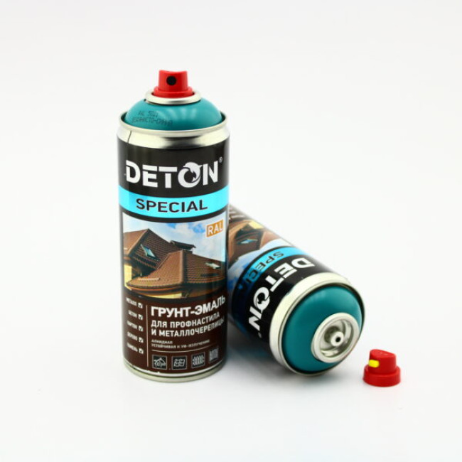 Deton RAL 5021 DETON SPECIAL - Primer-enamel for metal tiles - Watery blue - Aerosol, 520 ml DTN-A07362 – buy in Barnaul | carpaint.kz
