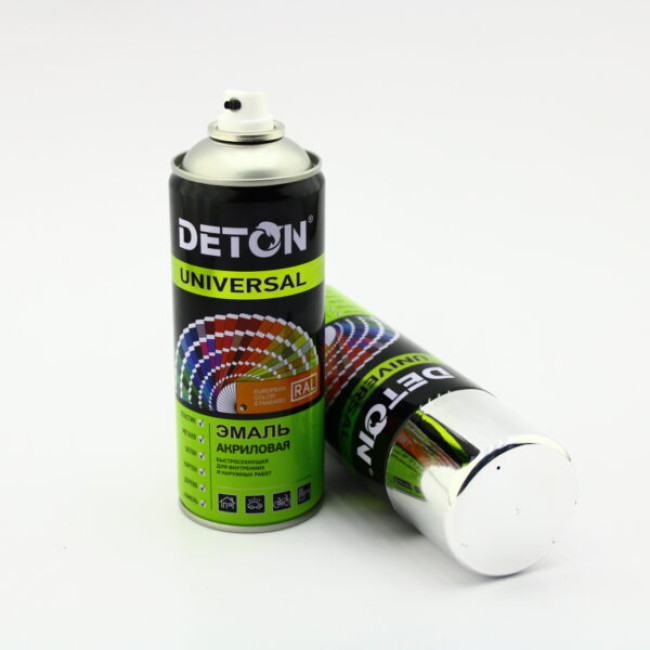 Deton Universal U9021 Aerosol paint Deton Universal color Chrome, glossy, acrylic, 520 ml Deton  – buy in Barnaul | carpaint.kz