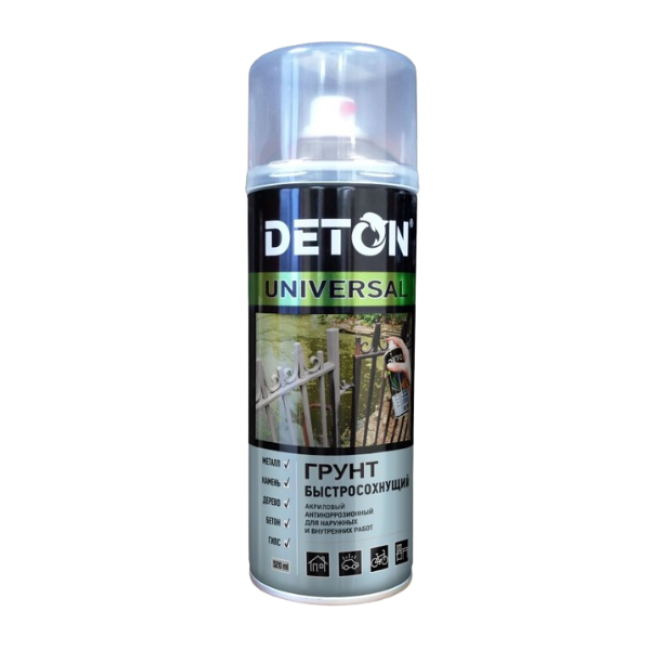 Грунт акриловый DETON UNIVERSAL - Серый, быстросохнущий, аэрозоль 520 мл DTN-A07642 – купить в Барнауле | Deton | carpaint.kz