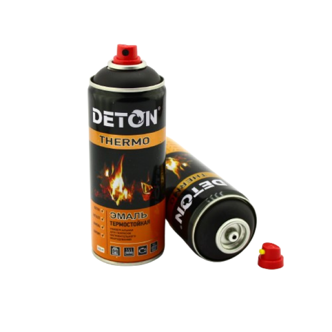 Deton DETON THERMO - Heat-resistant enamel - Black - Aerosol, 520 ml DTN-A70666 – buy in Barnaul | carpaint.kz