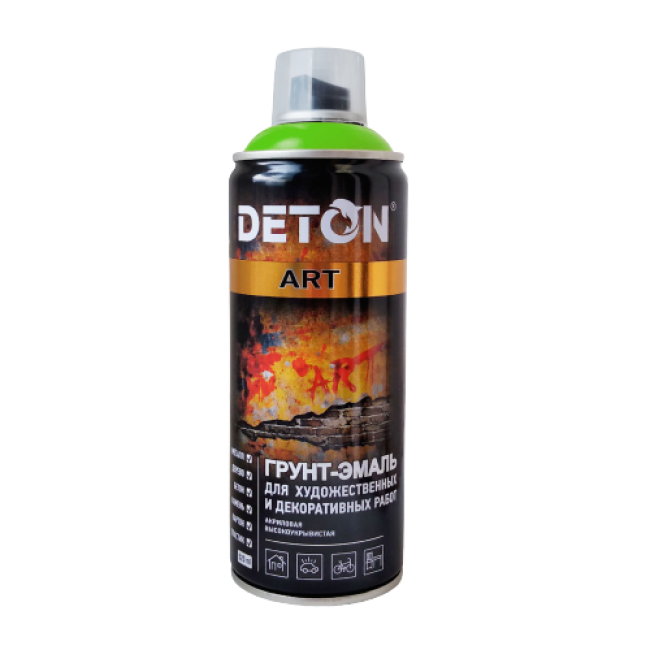 Грунт-эмаль для художественных и декоративных работ DETON ART, Зеленое яблоко, аэрозоль 520 мл DTN-A70673 – купить в Барнауле | Deton | carpaint.kz