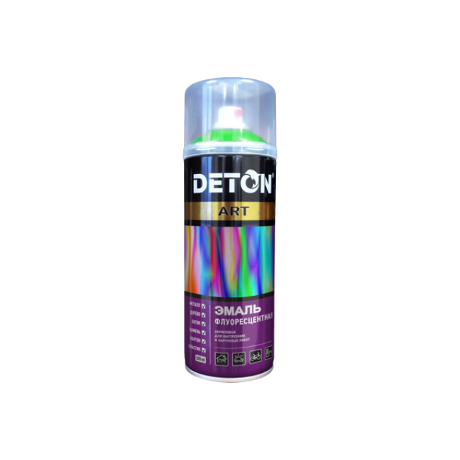 Эмаль флуоресцентная DETON ART Зеленая, аэрозоль 520 мл DTN-A70713 – купить в Барнауле | Deton | carpaint.kz