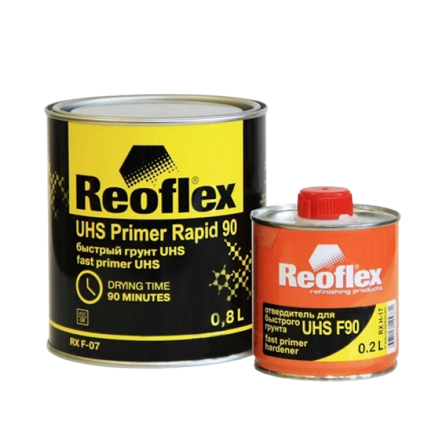 Reoflex 2К Грунт UHS Акриловый 4+1 Черный + Отвердитель, 0,8л+0,2л RX F-07(В)-800 + RX H-17-200 – купить в Барнауле | Reoflex | carpaint.kz