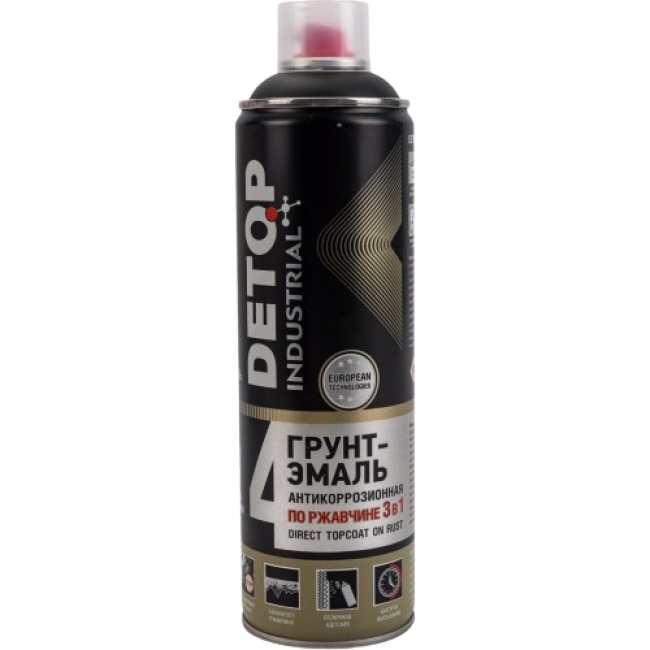 Detop RAL 9004 DETOP №4 - Rust primer-enamel 3 in 1 - Black - Aerosol DTI-A07721 – buy in Barnaul | carpaint.kz