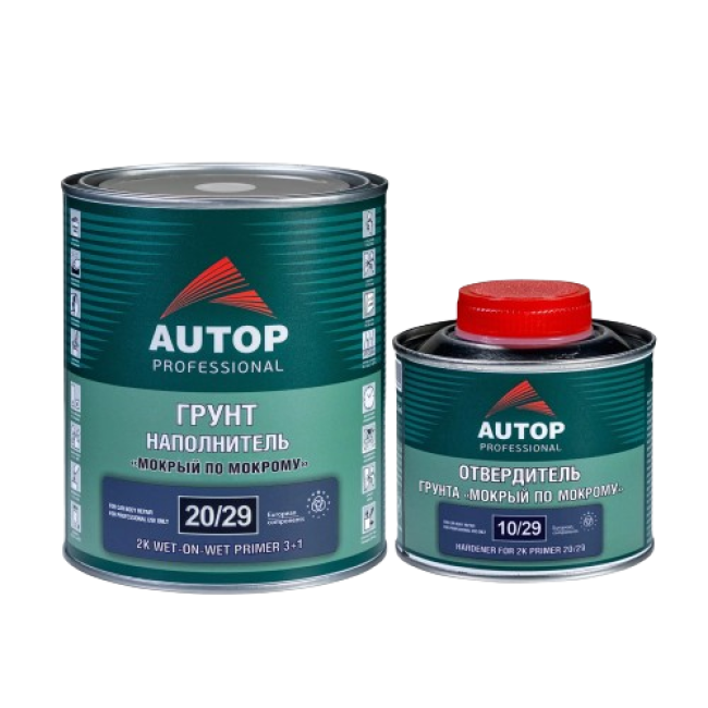 AUTOP 20/29 - 2K Грунт-наполнитель мокрый по мокрому 3+1 - серый, комплект с отвердителем ATP-PR20/29-1/P3 + ATP-HR10/29-033 – купить в Барнауле | Autop | carpaint.kz